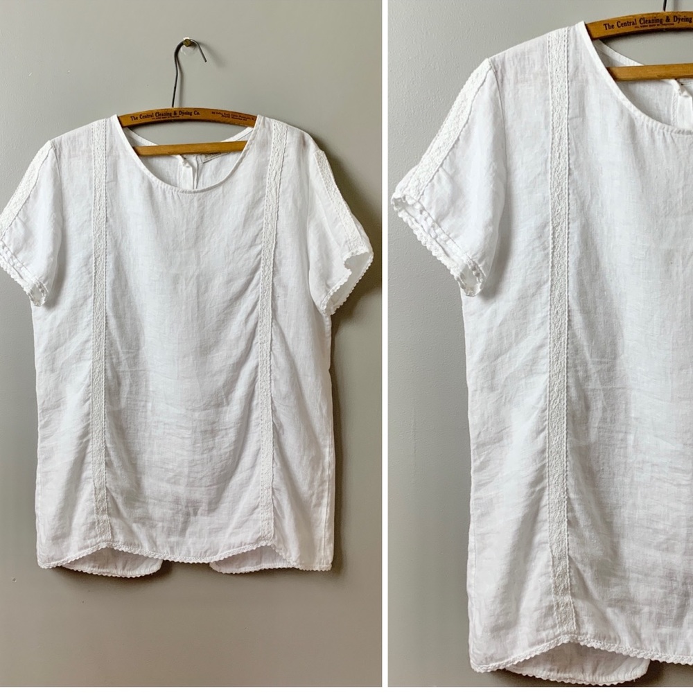 Italian white linen summer top